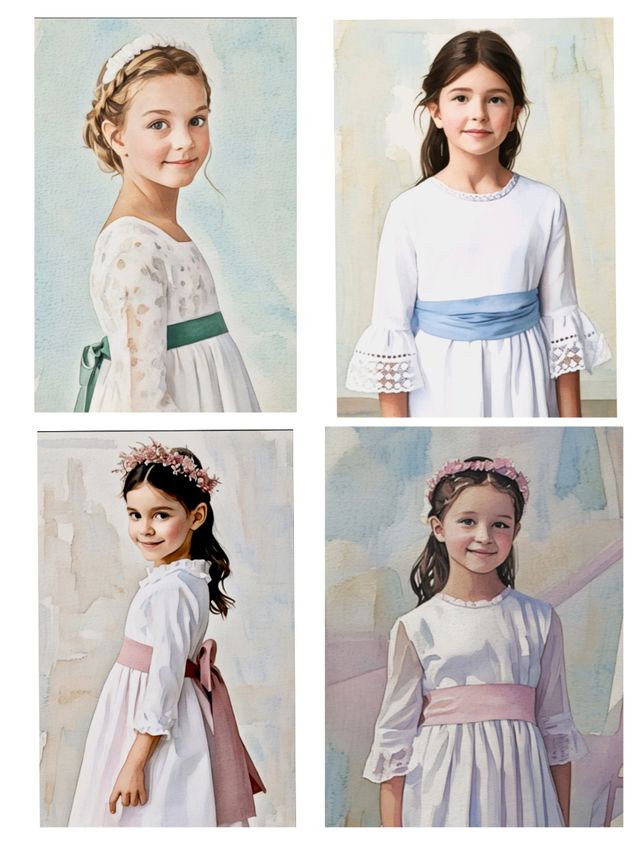 Acuarela Primera Comunión Niña