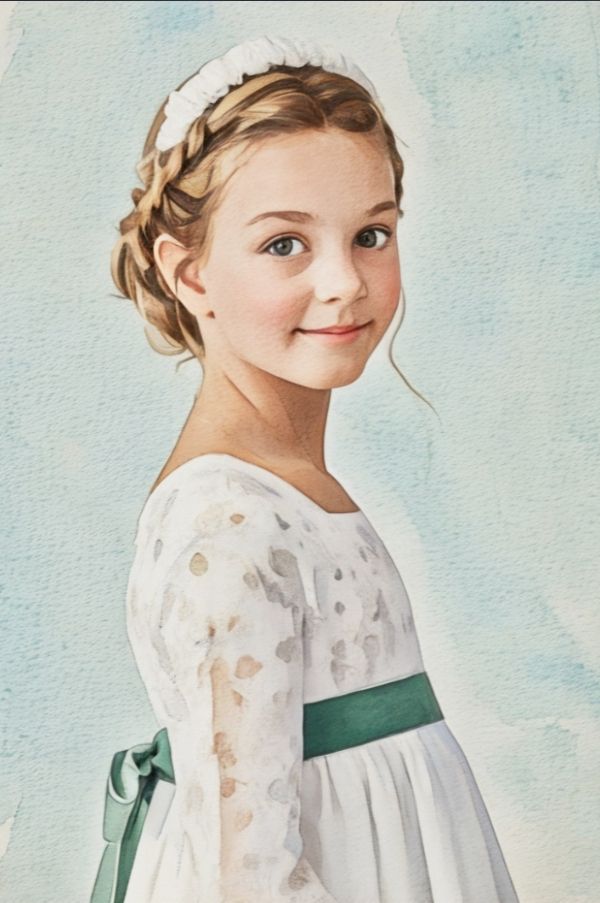 Acuarela Primera Comunión Niña