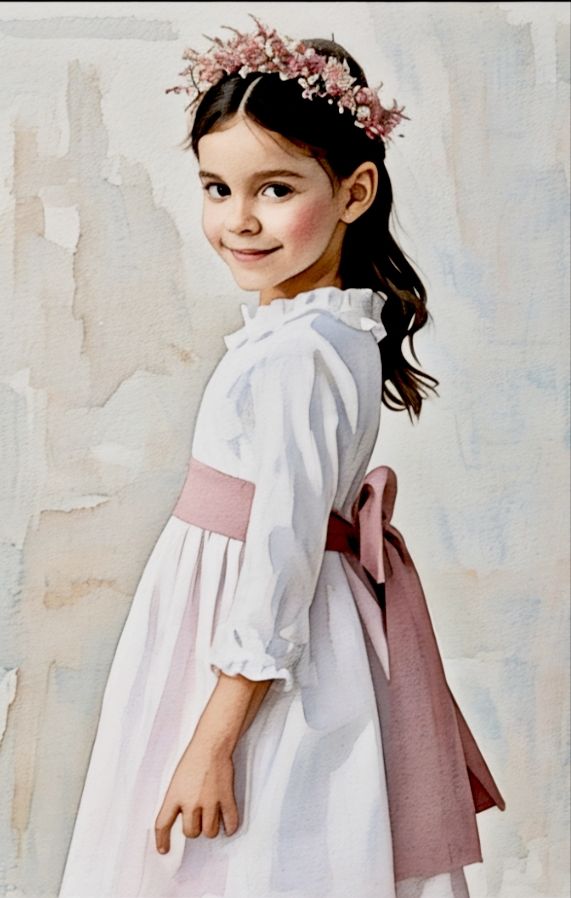 Acuarela Primera Comunión Niña