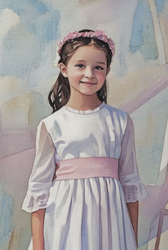 Acuarela Primera Comunión Niña