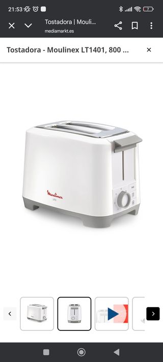 Tostadora blanca Moulinex