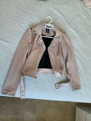 Cazadora de ante rosa mujer