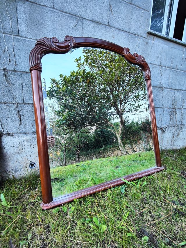 Espejo madera maciza clásico, cuadrado