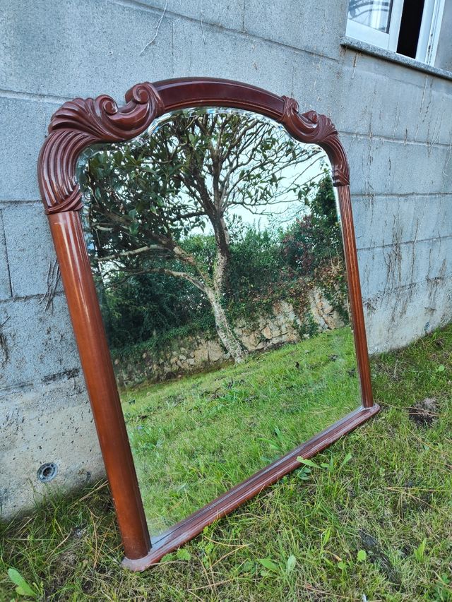 Espejo madera maciza clásico, cuadrado