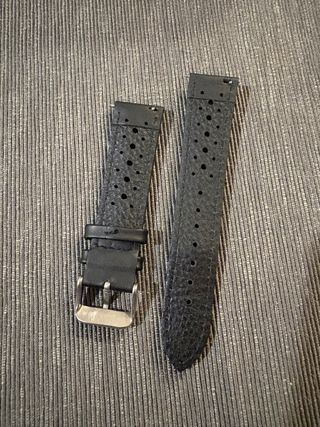 Correa de reloj rally 20mm cuero negro/rojo