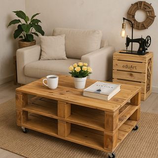 Mesa hecha a mano con madera de palets