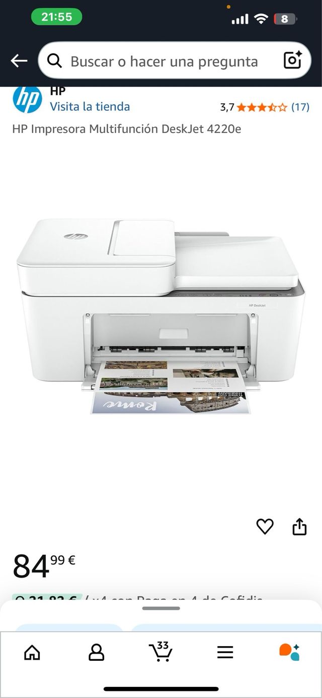 HP DeskJet 4220e Impresora Multifunción
