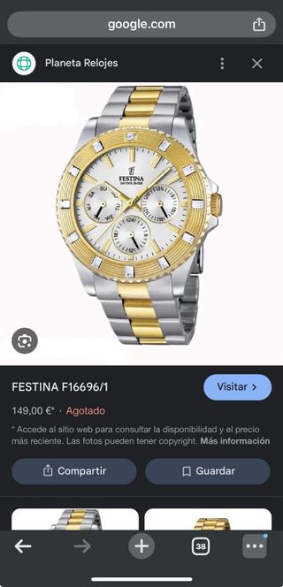 Reloj Festina bicolor (oro y plata)