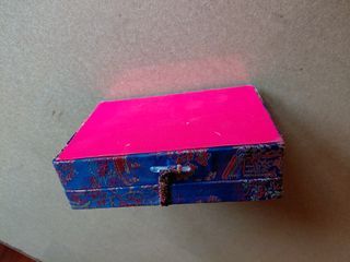 Caja joyero azul y rojo con espejo
