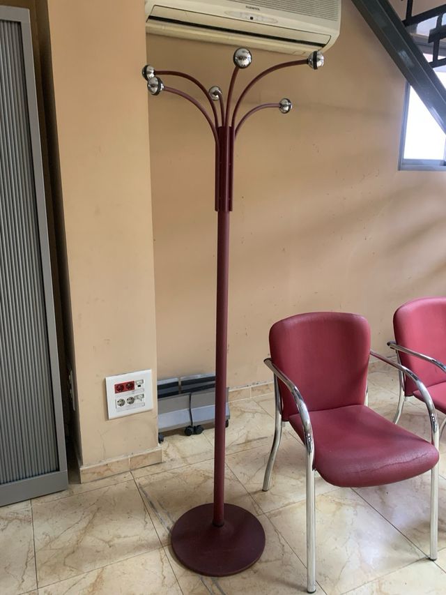 Sillas polipiel y acero rojas (4 unidades)