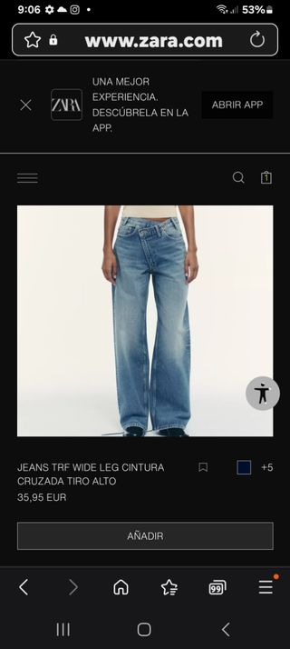 Jeans Zara TRF Wide Leg Tiro Alto