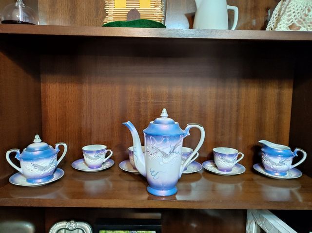 Conjunto de chá de dragão em porcelana japonesa
