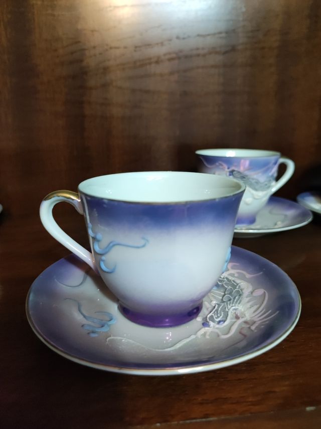 Conjunto de chá de dragão em porcelana japonesa
