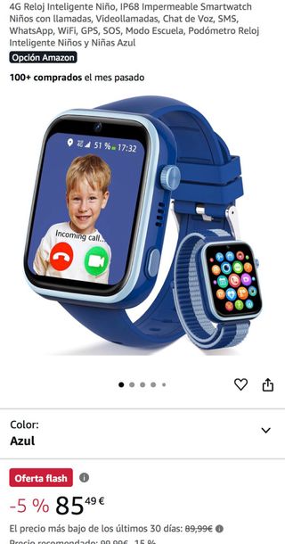 NUEVO Reloj Inteligente 4G Niños IP68 Azul