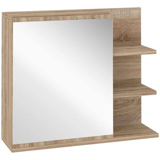 Armario Baño Espejo 3 Estantes Madera y Cristal