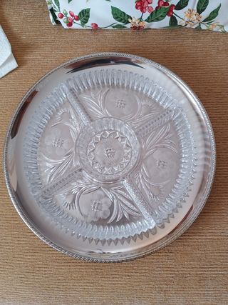 Antipastiera in vetro e metallo