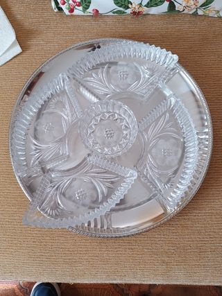 Antipastiera in vetro e metallo