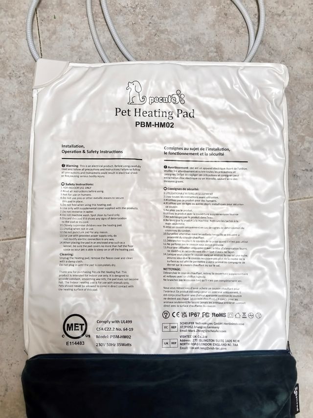 Manta eléctrica para mascota pequeña marca Pecute