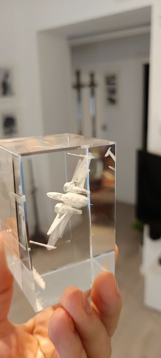 Cubo Cristal Star Wars Gunship grabado laser