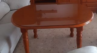 Mesa de comedor provenzal madera y cristal