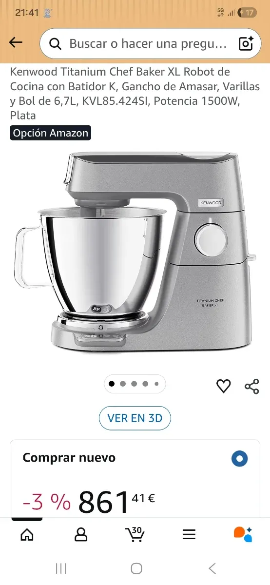 Robot Cocina Kenwood Titanium Chef Baker XL,Nuevo.