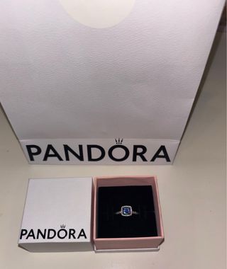 Anillo Pandora Azul y Plateado