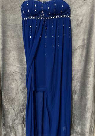 Abito lungo senza spalline blu