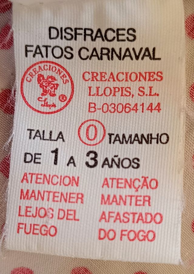 Traje de Chulapa.
Talla 1 a 3 años.