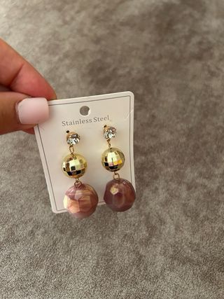 Orecchini pendenti donna oro e rosa