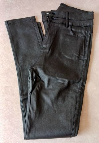Pantalón imitación cuero mujer negro