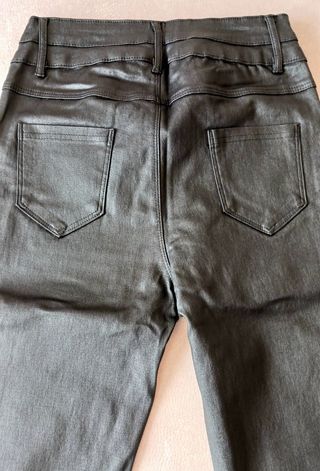 Pantalón imitación cuero mujer negro