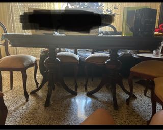 Mesa comedor extensible madera maciza caoba