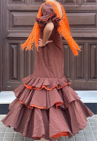 Traje de Flamenca flecos de GANCHILLO T 3840