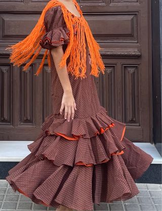 Traje de Flamenca flecos de GANCHILLO T 3840