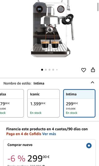 Cafetera Cecotec Barista Baristeo Intima