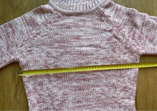 Jersey cuello alto ajustado rosa blanco T.S