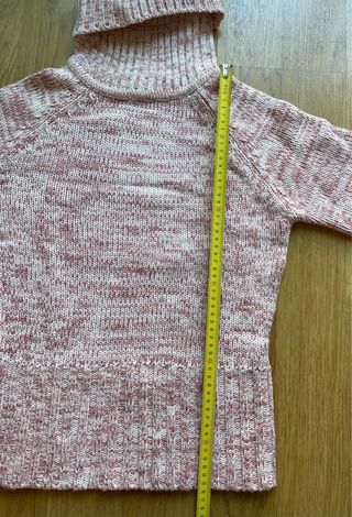 Jersey cuello alto ajustado rosa blanco T.S