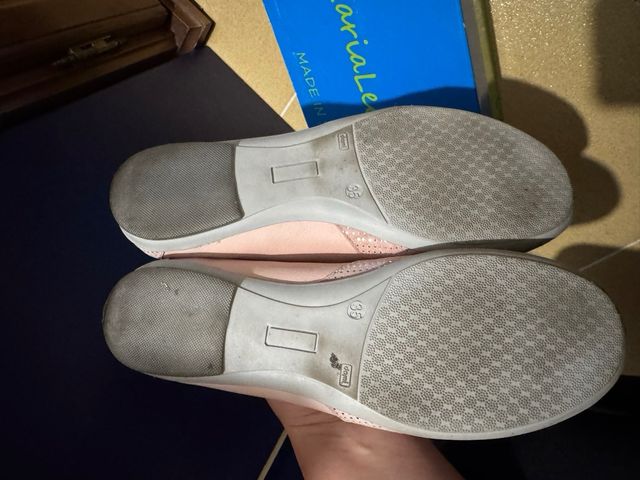 Merceditas niña Maria Leon beige/rosa