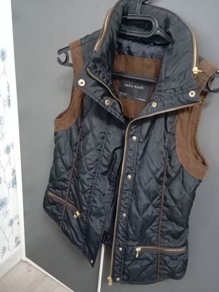 Chaqueta Zara Mujer Negro y Marrón