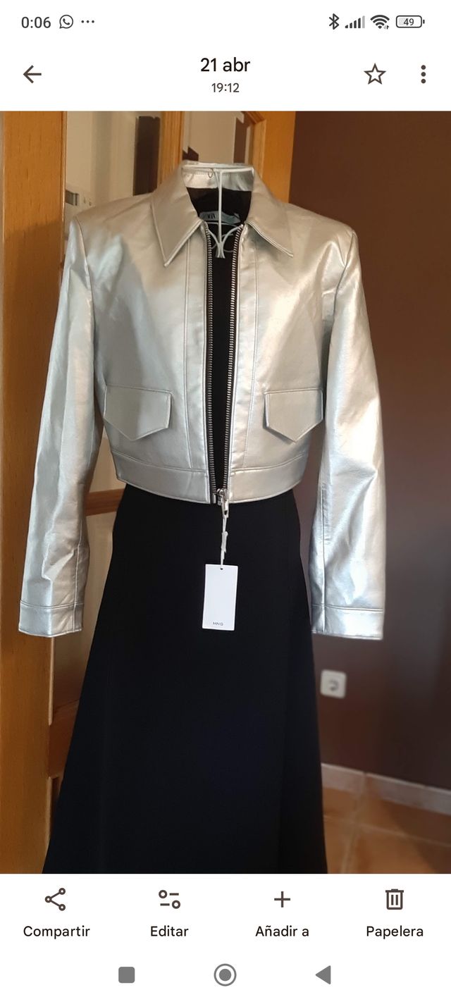 Cazadora Mango Plateada Talla M