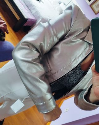 Cazadora Mango Plateada Talla M