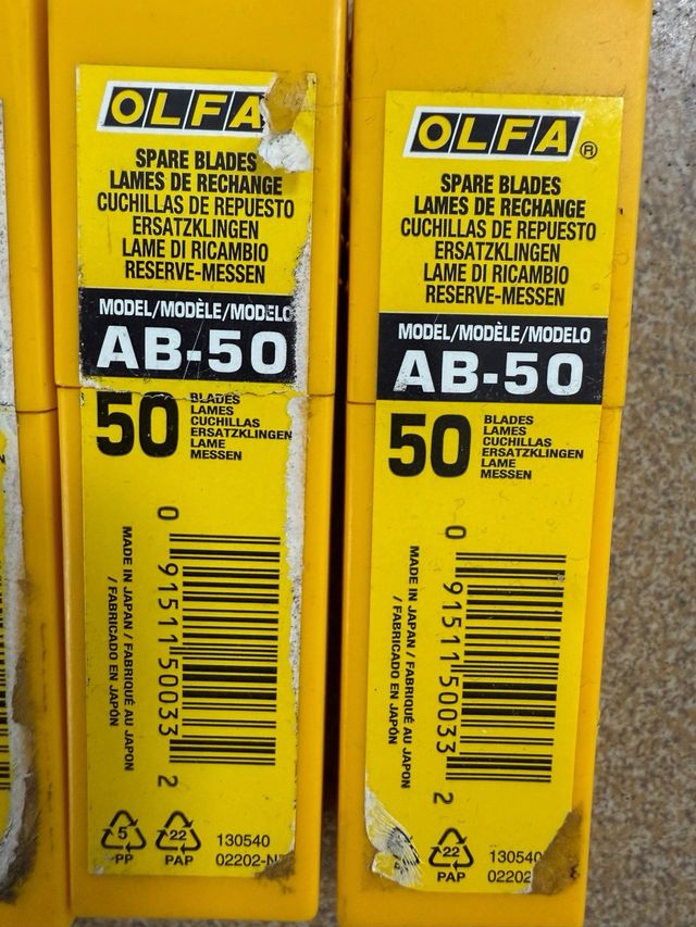 250 Cuchillas de recambio OLFA AB-50 (5 unidades)
