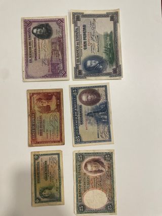 Lote 6 Billetes España Pesetas