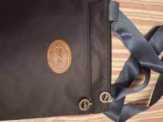 Bolso de lona azul y marrón