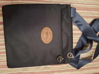 Bolso de lona azul y marrón