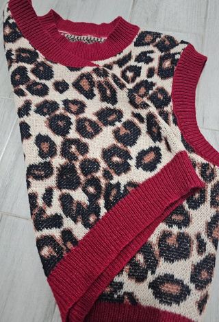 Chaleco de punto con estampado de leopardo