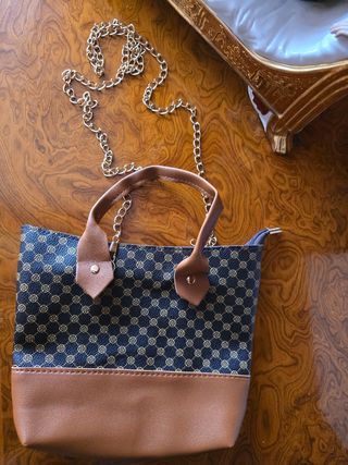 Bolso fiesta mujer azul y marrón