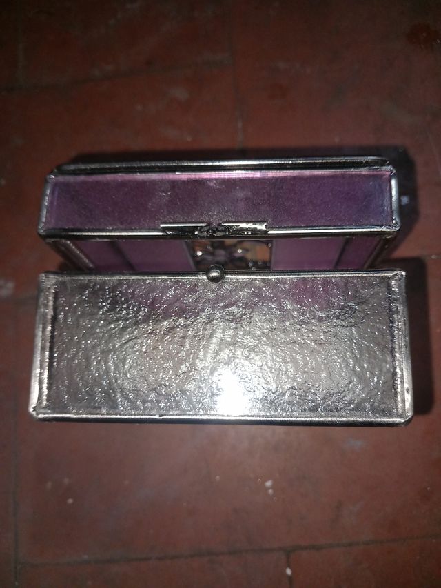 Portagioie in cristallo viola e metallo