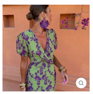 Vestido midi verde y morado sin estrenar