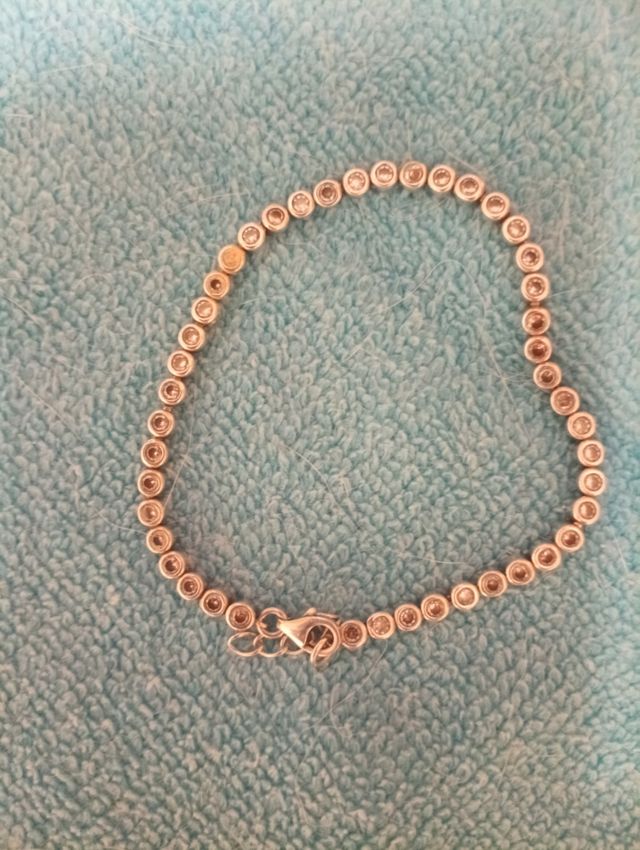 Pulsera Plata Ley Circonitas Blancas 20cm